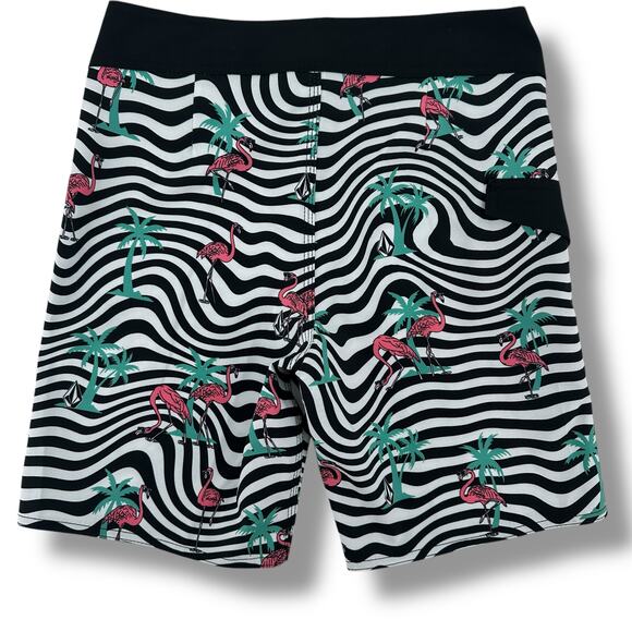 Volcom  Flamingbros Mod Tech Swim Trunks Boys Size 27 14 Large Flamingo Print - Picture 5 of 7